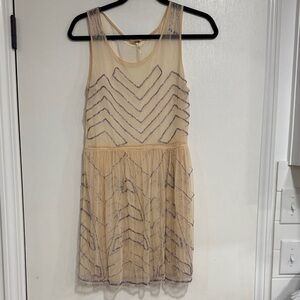 Free People Cream and Purple Chevron Mini Dress